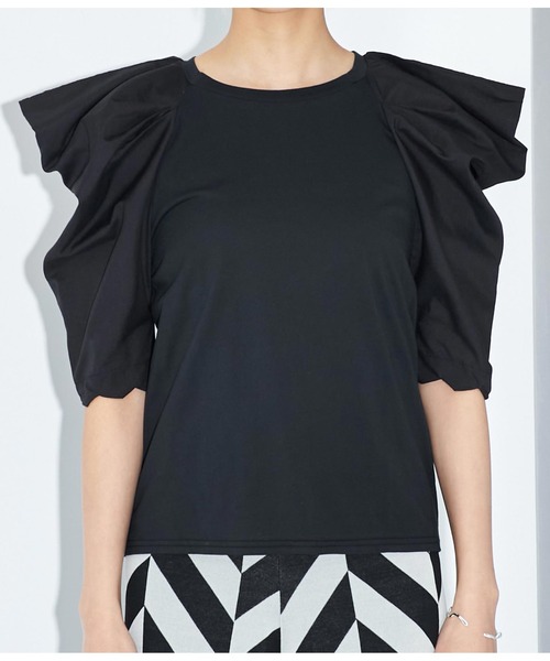 Settimissimo（セッティミッシモ）の「タックショルダー 切替 プルオーバー クルーネック（Tシャツ/カットソー・レディース・オフホワイト/ブラック・M）」の7枚目の写真