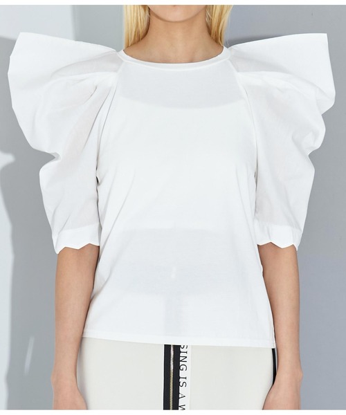 Settimissimo（セッティミッシモ）の「タックショルダー 切替 プルオーバー クルーネック（Tシャツ/カットソー・レディース・オフホワイト/ブラック・M）」の6枚目の写真