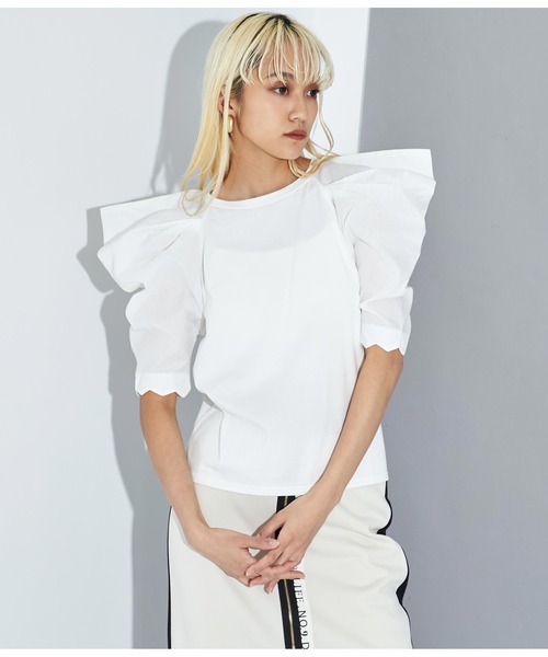 Settimissimo（セッティミッシモ）の「タックショルダー 切替 プルオーバー クルーネック（Tシャツ/カットソー・レディース・オフホワイト/ブラック・M）」の17枚目の写真