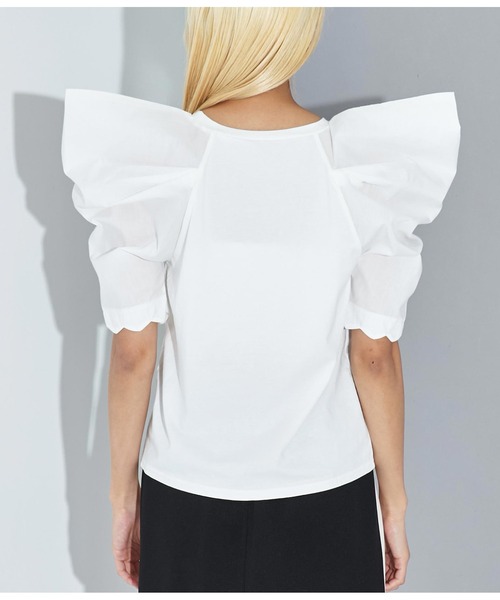 Settimissimo（セッティミッシモ）の「タックショルダー 切替 プルオーバー クルーネック（Tシャツ/カットソー・レディース・オフホワイト/ブラック・M）」の8枚目の写真