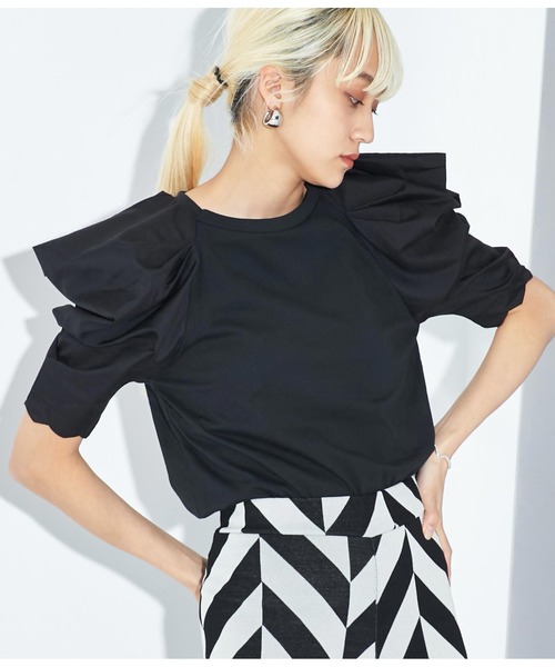 Settimissimo（セッティミッシモ）の「タックショルダー 切替 プルオーバー クルーネック（Tシャツ/カットソー・レディース・オフホワイト/ブラック・M）」の12枚目の写真