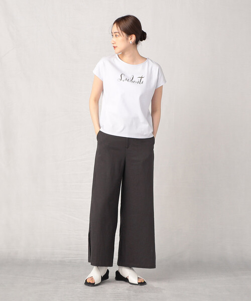 Comme　Ca　Mature（コムサマチュア）の「麻レーヨン ストレッチ ワイドパンツ（その他パンツ・レディース・ライトグリーン/チャコール/キナリ・MEDIUM/LARGE）」の8枚目の写真