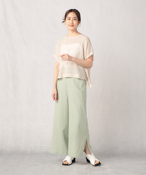Comme　Ca　Mature（コムサマチュア）の「麻レーヨン ストレッチ ワイドパンツ（その他パンツ・レディース・ライトグリーン/チャコール/キナリ・MEDIUM/LARGE）」の18枚目の写真