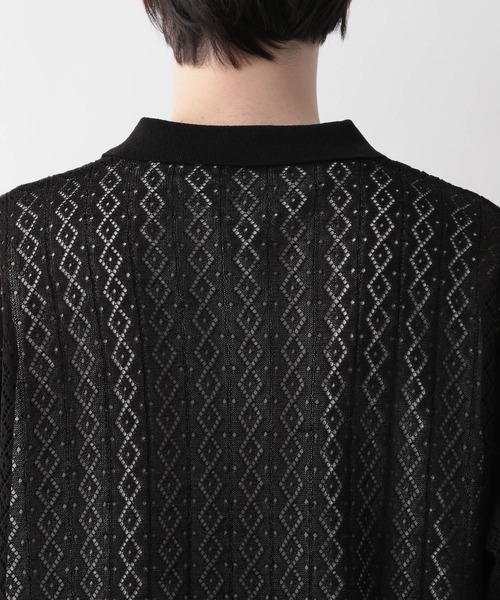 RAGEBLUE（レイジブルー）の「スキッパーニットメッシュルーズポロシャツ（ポロシャツ・メンズ・ブラック/ブラウン・MEDIUM/LARGE）」の7枚目の写真