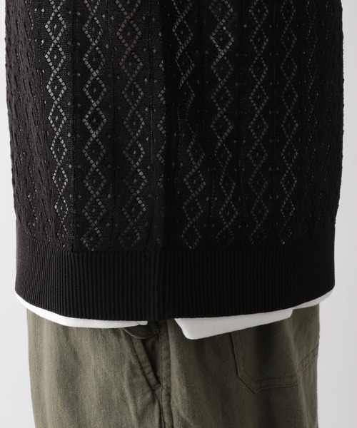 RAGEBLUE（レイジブルー）の「スキッパーニットメッシュルーズポロシャツ（ポロシャツ・メンズ・ブラック/ブラウン・MEDIUM/LARGE）」の10枚目の写真