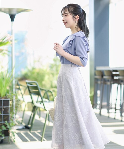 couture brooch（クチュールブローチ）の「◆クレマチス エンブロオーガンスカート（スカート・レディース・ブラウン系その他2/ライトグレー系・36/38/42/40）」の21枚目の写真