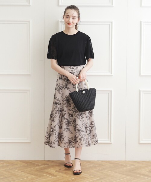 couture brooch（クチュールブローチ）の「◆クレマチス エンブロオーガンスカート（スカート・レディース・ブラウン系その他2/ライトグレー系・36/38/42/40）」の8枚目の写真