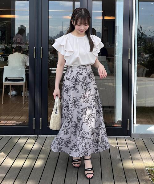 couture brooch（クチュールブローチ）の「◆クレマチス エンブロオーガンスカート（スカート・レディース・ブラウン系その他2/ライトグレー系・36/38/42/40）」の10枚目の写真