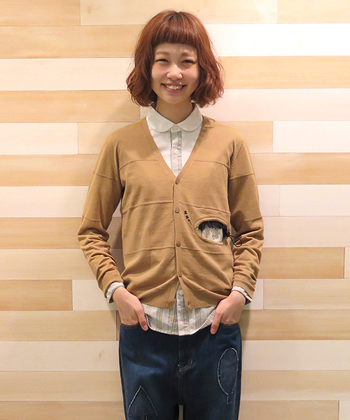 Ne-net（ネネット）の「(O)ねぶくろくんニット（ニット/セーター・レディース・ブラウン/グリーン・03/02）」の2枚目の写真