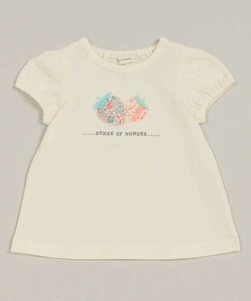 sense of wonder(センスオブワンダー)の「いちごアップリケ半袖Tシャツ(Tシャツ/カットソー・キッズ・キナリ/ネイビー/ライトピンク・80cm/90cm/100cm/110cm/120cm/130cm)」の2枚目の写真