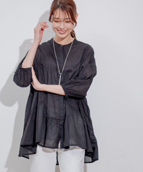 Jayro(ジャイロ)の「7分袖切替チュニックブラウス(シャツ/ブラウス・レディース・オレンジ/ホワイト/ブラック/ブルー・M)」の14枚目の写真