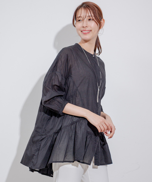 Jayro(ジャイロ)の「7分袖切替チュニックブラウス(シャツ/ブラウス・レディース・オレンジ/ホワイト/ブラック/ブルー・M)」の15枚目の写真