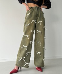 JUNOAH（ジュノア）の「リボンルーズデニムパンツ（デニムパンツ）」