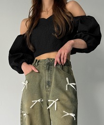 JUNOAH（ジュノア）の「リボンルーズデニムパンツ（デニムパンツ）」