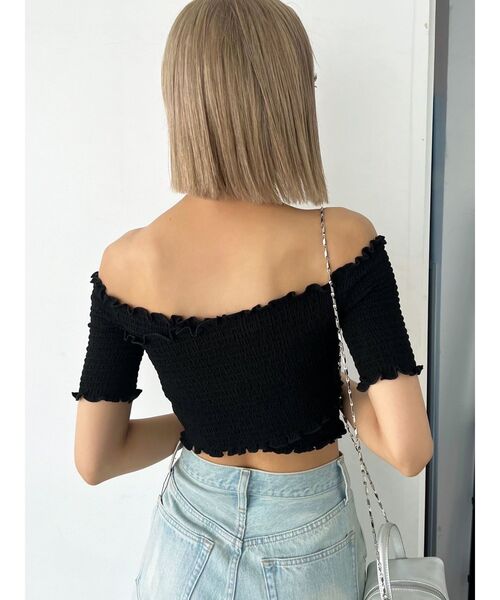 EMODA(エモダ)の「フィットクロスバンドトップ(Tシャツ/カットソー・レディース・ブラック/アイボリー/その他/ブルー・FREE)」の8枚目の写真