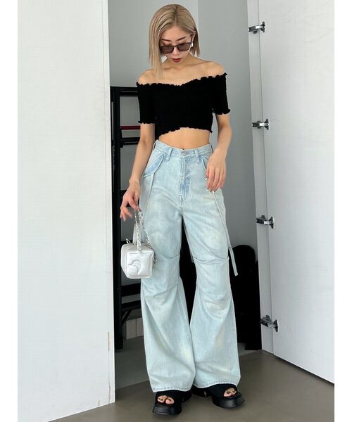 EMODA(エモダ)の「フィットクロスバンドトップ(Tシャツ/カットソー・レディース・ブラック/アイボリー/その他/ブルー・FREE)」の10枚目の写真