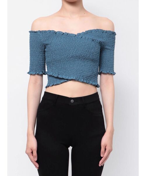 EMODA(エモダ)の「フィットクロスバンドトップ(Tシャツ/カットソー・レディース・ブラック/アイボリー/その他/ブルー・FREE)」の12枚目の写真