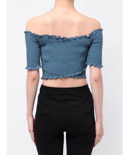 EMODA(エモダ)の「フィットクロスバンドトップ(Tシャツ/カットソー・レディース・ブラック/アイボリー/その他/ブルー・FREE)」の14枚目の写真