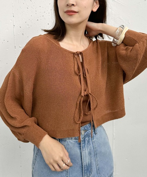 archives(アルシーヴ)の「2WAYライトTTヤーンニットアンサンブル(ニット/セーター・レディース・オレンジ/グリーン/アイボリー/ブラック・MEDIUM)」の5枚目の写真