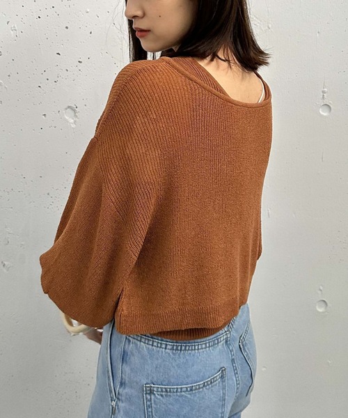 archives(アルシーヴ)の「2WAYライトTTヤーンニットアンサンブル(ニット/セーター・レディース・オレンジ/グリーン/アイボリー/ブラック・MEDIUM)」の7枚目の写真