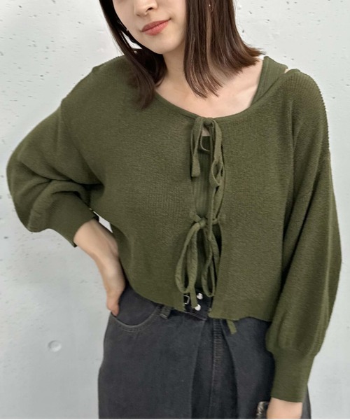 archives(アルシーヴ)の「2WAYライトTTヤーンニットアンサンブル(ニット/セーター・レディース・オレンジ/グリーン/アイボリー/ブラック・MEDIUM)」の12枚目の写真