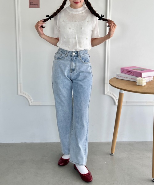 Loueme(ルエム)の「フラワーパールパフスリーブトップス(Tシャツ/カットソー・レディース・ライトブルー/ピンク/ホワイト/イエロー・FREE)」の11枚目の写真