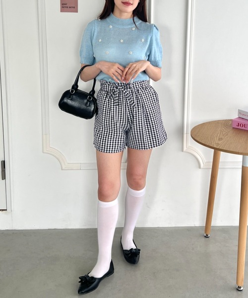 Loueme(ルエム)の「フラワーパールパフスリーブトップス(Tシャツ/カットソー・レディース・ライトブルー/ピンク/ホワイト/イエロー・FREE)」の16枚目の写真