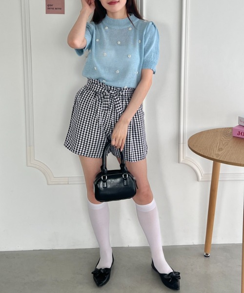 Loueme(ルエム)の「フラワーパールパフスリーブトップス(Tシャツ/カットソー・レディース・ライトブルー/ピンク/ホワイト/イエロー・FREE)」の17枚目の写真