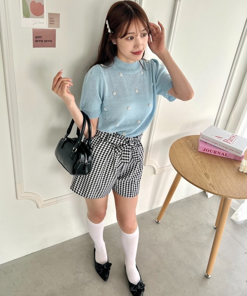 Loueme(ルエム)の「フラワーパールパフスリーブトップス(Tシャツ/カットソー・レディース・ライトブルー/ピンク/ホワイト/イエロー・FREE)」の15枚目の写真
