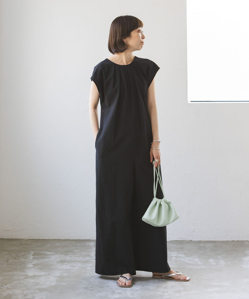 NOBLE 新品♡ ダンプコットンフロントタックオールインワン♡ セール】ダンプコットンフロントタックオールインワン（つなぎ
