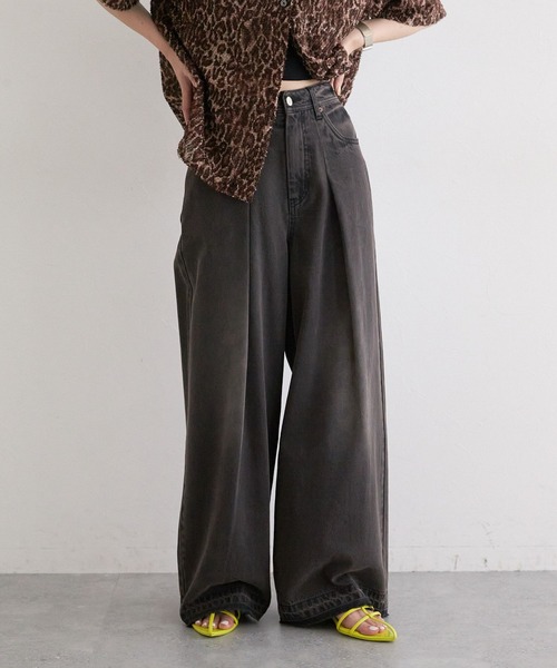 RAGEBLUE（レイジブルー）の「ヴィンテージライクオーバーダイワイドデニム（デニムパンツ・レディース・ブルー/ブラック・SMALL/MEDIUM）」の5枚目の写真