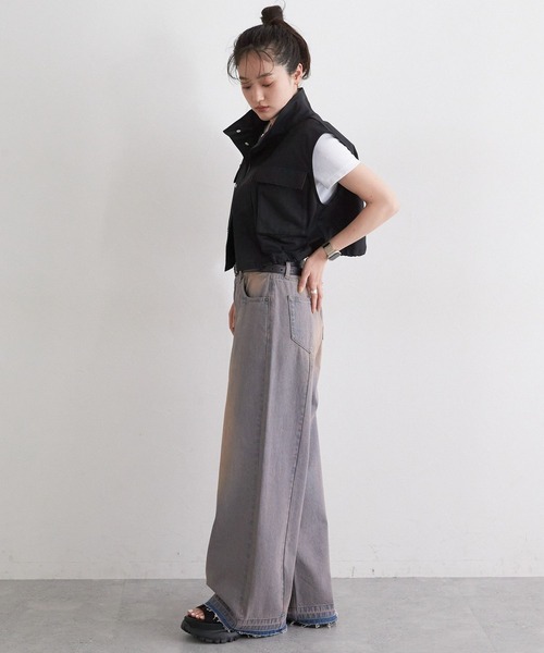 RAGEBLUE（レイジブルー）の「ヴィンテージライクオーバーダイワイドデニム（デニムパンツ・レディース・ブルー/ブラック・SMALL/MEDIUM）」の7枚目の写真