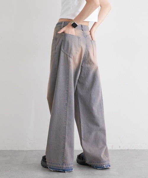 RAGEBLUE（レイジブルー）の「ヴィンテージライクオーバーダイワイドデニム（デニムパンツ・レディース・ブルー/ブラック・SMALL/MEDIUM）」の11枚目の写真