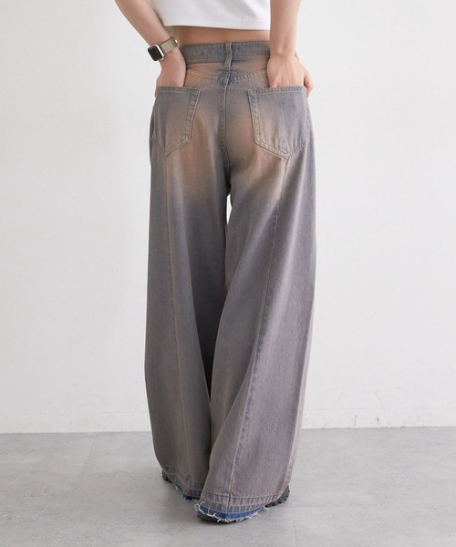 RAGEBLUE（レイジブルー）の「ヴィンテージライクオーバーダイワイドデニム（デニムパンツ・レディース・ブルー/ブラック・SMALL/MEDIUM）」の12枚目の写真