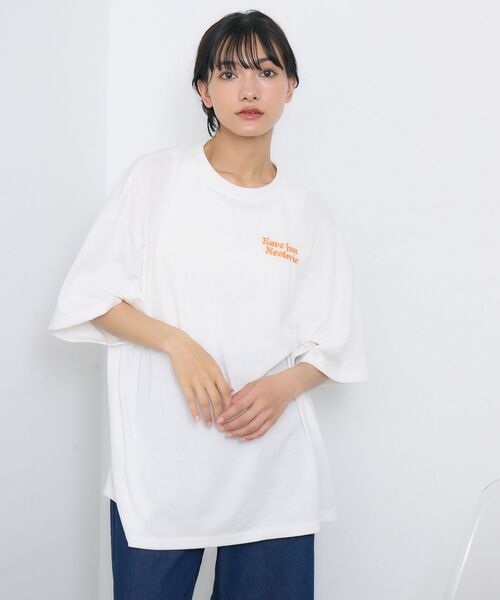 RETRO GIRL（レトロガール）の「サガラ刺繍TEE（Tシャツ/カットソー・レディース・ホワイト/オフホワイト/チャコールグレー・FREE）」の8枚目の写真