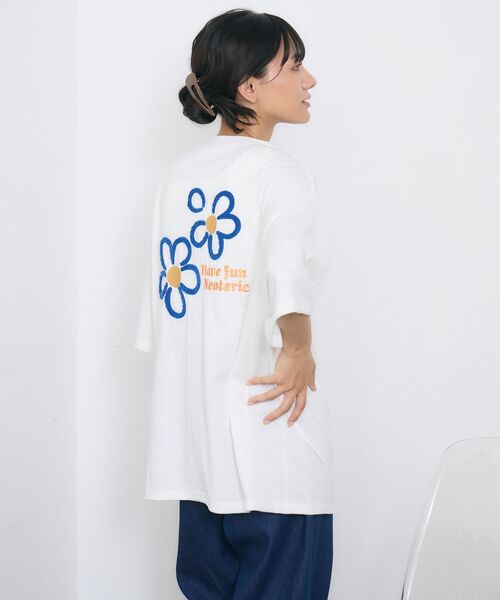 RETRO GIRL（レトロガール）の「サガラ刺繍TEE（Tシャツ/カットソー・レディース・ホワイト/オフホワイト/チャコールグレー・FREE）」の9枚目の写真