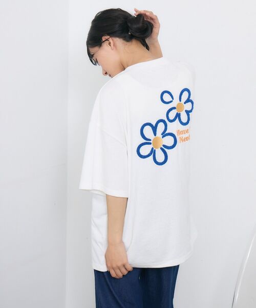 RETRO GIRL（レトロガール）の「サガラ刺繍TEE（Tシャツ/カットソー・レディース・ホワイト/オフホワイト/チャコールグレー・FREE）」の11枚目の写真