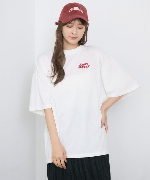RETRO GIRL（レトロガール）の「サガラ刺繍TEE（Tシャツ/カットソー・レディース・ホワイト/オフホワイト/チャコールグレー・FREE）」の18枚目の写真