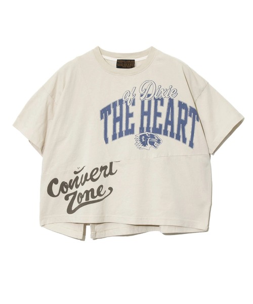 CUBE SUGAR（キューブシュガー）の「CUBE SUGAR/キューブシュガー　-OE天竺パウダー加工リメイク切替ドルマンTEE（Tシャツ/カットソー・レディース・ベージュ/ブルー/その他1・FREE）」の2枚目の写真