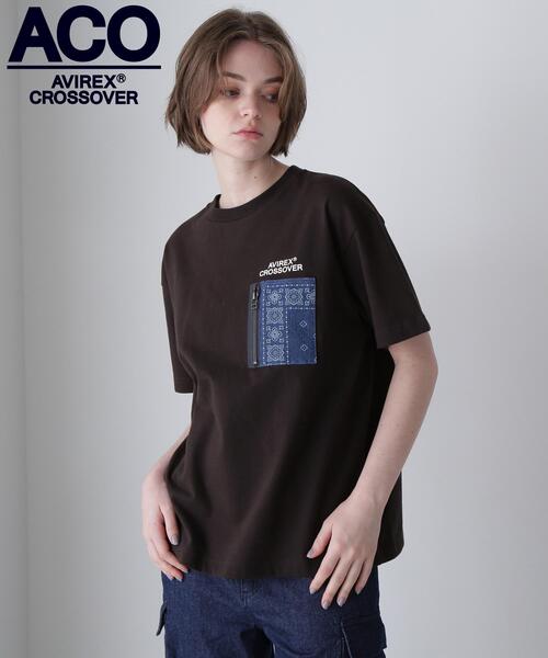 AVIREX(アヴィレックス)の「《CROSSOVER》DENIM POCKET T-SHIRT / クロスオーバー デニム ポケット Tシャツ(Tシャツ/カットソー・レディース・オリーブ系/ホワイト/ブラック・F)」の3枚目の写真