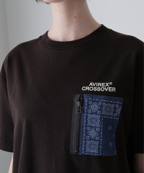 AVIREX(アヴィレックス)の「《CROSSOVER》DENIM POCKET T-SHIRT / クロスオーバー デニム ポケット Tシャツ(Tシャツ/カットソー・レディース・オリーブ系/ホワイト/ブラック・F)」の8枚目の写真