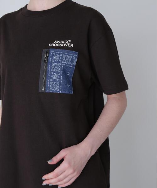 AVIREX(アヴィレックス)の「《CROSSOVER》DENIM POCKET T-SHIRT / クロスオーバー デニム ポケット Tシャツ(Tシャツ/カットソー・レディース・オリーブ系/ホワイト/ブラック・F)」の9枚目の写真