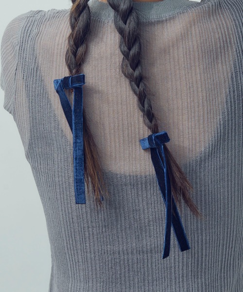 GOLDY（ゴールディ）の「ベロア ロング レングス リボン セット クリップ（バレッタ/ヘアクリップ・レディース・ブラウン/ブルー/レッド/ブラック・FREE）」の3枚目の写真