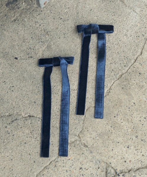 GOLDY（ゴールディ）の「ベロア ロング レングス リボン セット クリップ（バレッタ/ヘアクリップ・レディース・ブラウン/ブルー/レッド/ブラック・FREE）」の9枚目の写真