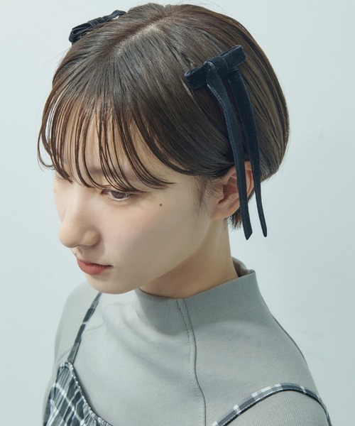 GOLDY（ゴールディ）の「ベロア ロング レングス リボン セット クリップ（バレッタ/ヘアクリップ・レディース・ブラウン/ブルー/レッド/ブラック・FREE）」の11枚目の写真