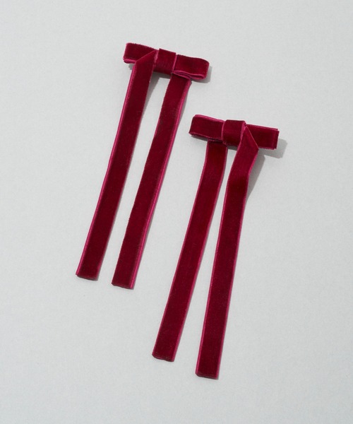 GOLDY（ゴールディ）の「ベロア ロング レングス リボン セット クリップ（バレッタ/ヘアクリップ・レディース・ブラウン/ブルー/レッド/ブラック・FREE）」の13枚目の写真
