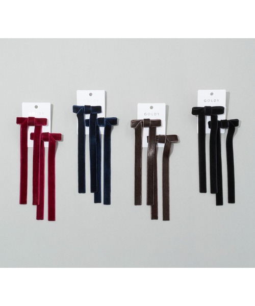 GOLDY（ゴールディ）の「ベロア ロング レングス リボン セット クリップ（バレッタ/ヘアクリップ・レディース・ブラウン/ブルー/レッド/ブラック・FREE）」の16枚目の写真