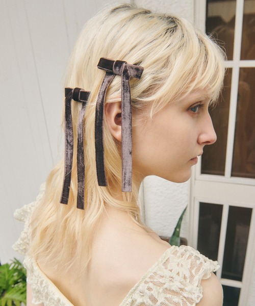 【値下げ】ロングバレッタ デコラティブ ベロア リボン バレッタ（バレッタ/ヘアクリップ