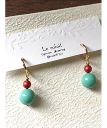【Le soleil】きれい色　バイカラーフープイヤリング(MA)