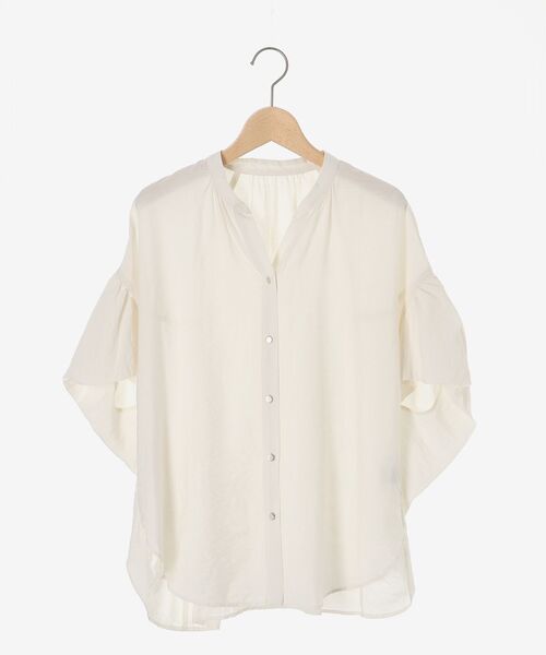 le.coeur blanc（ルクールブラン）の「ヴィンテージライクフレアスリーブブラウス（シャツ/ブラウス・レディース・カーキオリーブ/ブラック/オフホワイト・38）」の4枚目の写真